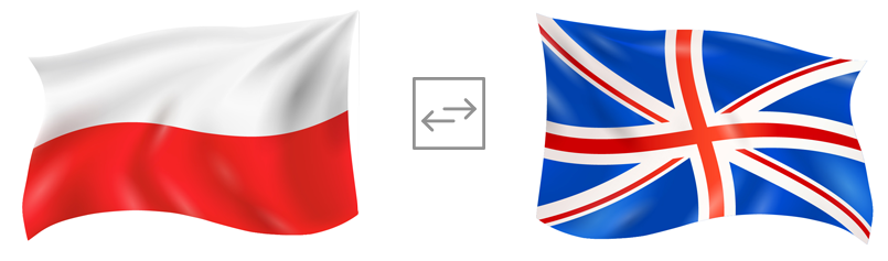 Polska i brytyjska flaga jako symbol obsługi gości w różnych językach